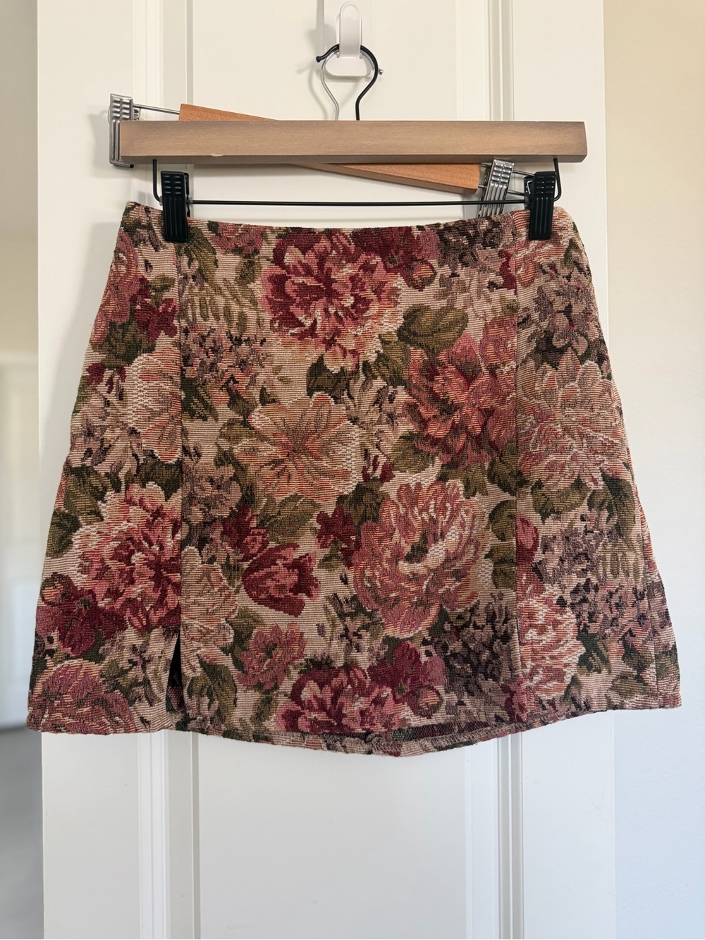 Floral Tapestry Mini Skirt - Pink & Green